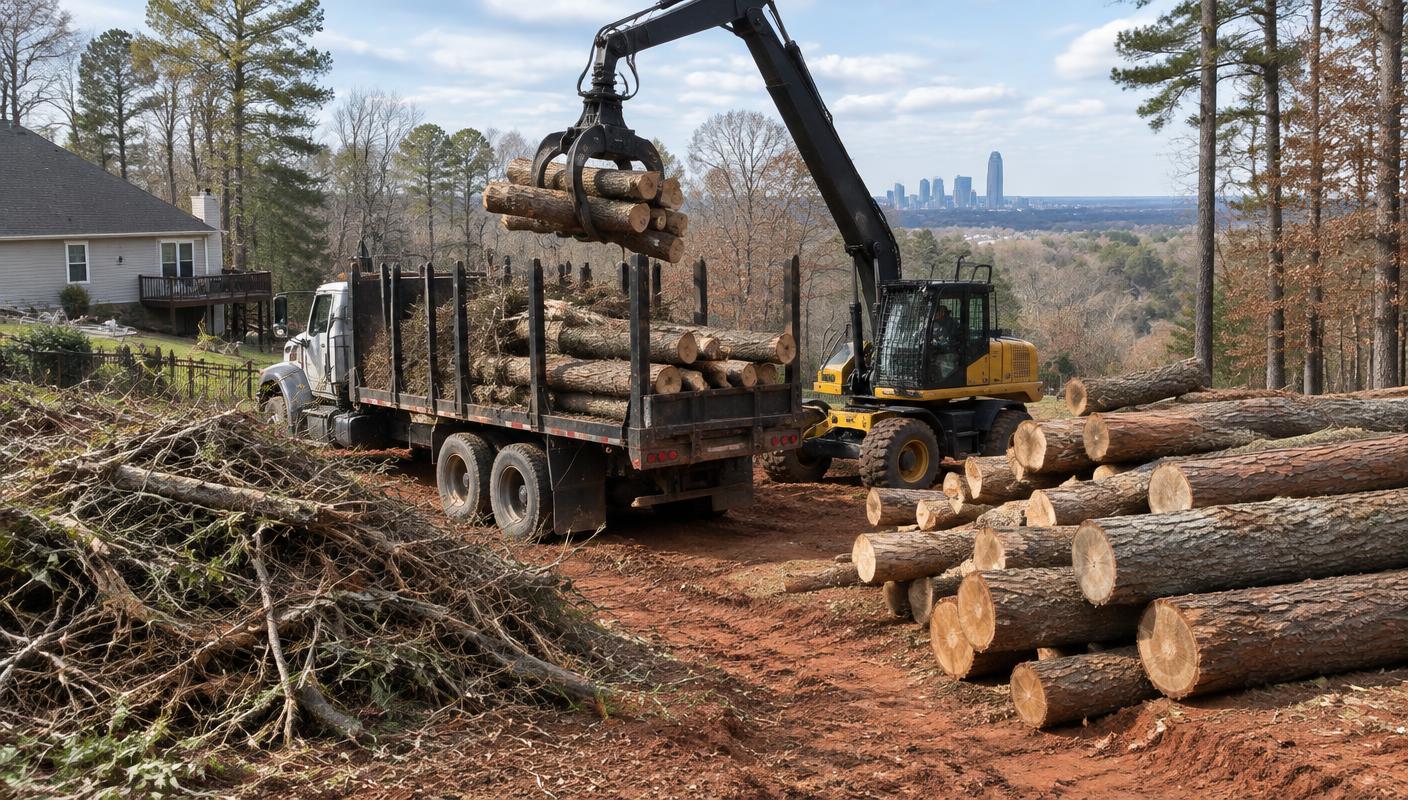 Debris Haul-Away on wooded residential property in Charlotte, North Carolina