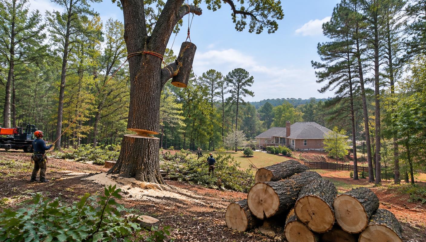 Tree Removal on wooded residential property in Charlotte, North Carolina