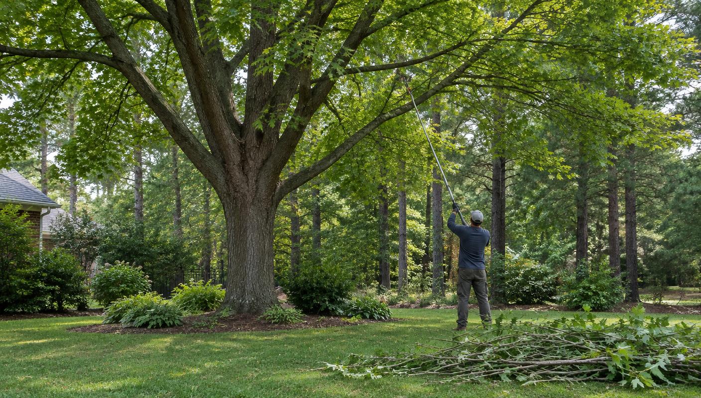 Tree Trimming & Pruning on wooded residential property in Charlotte, North Carolina
