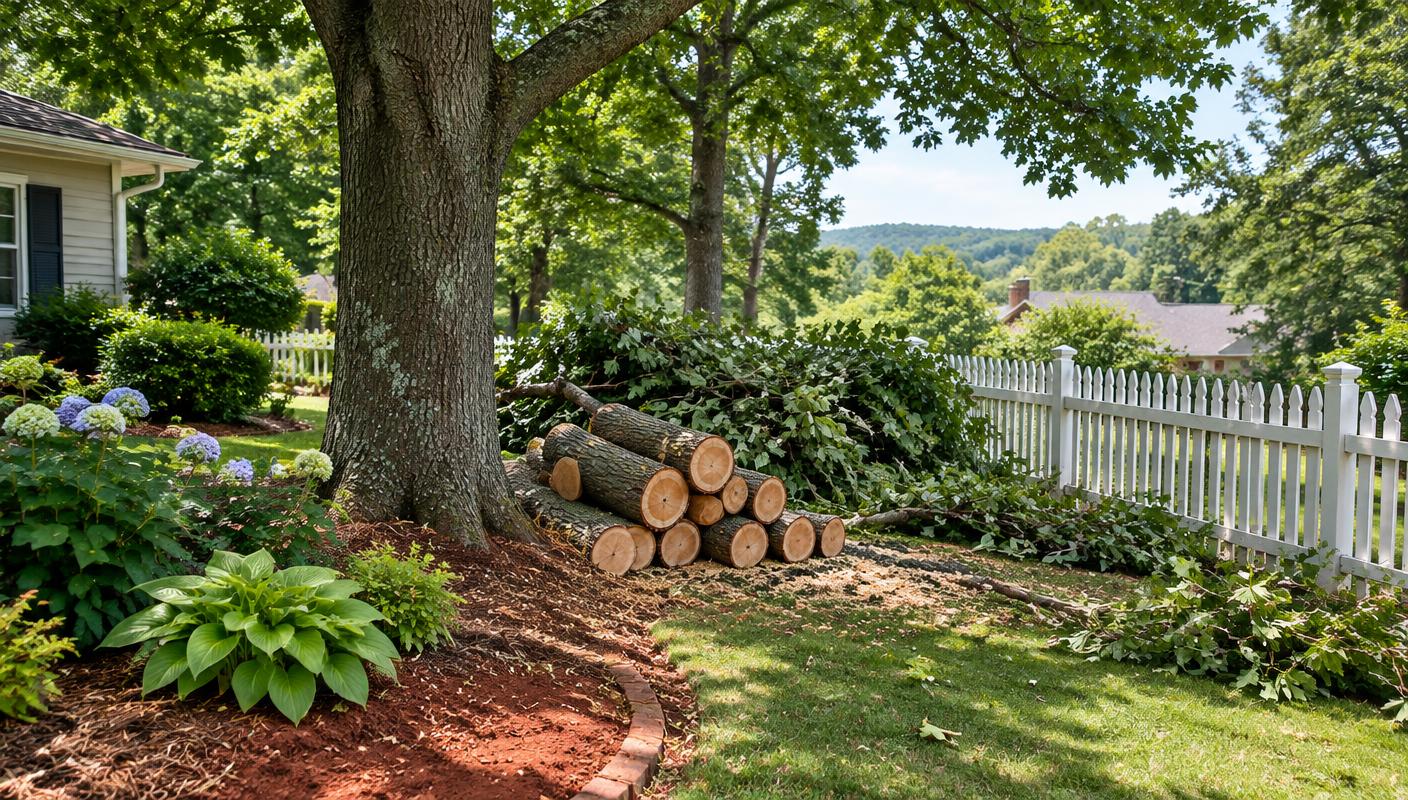 Tree care and stump work in a wooded Davidson, North Carolina residential yard