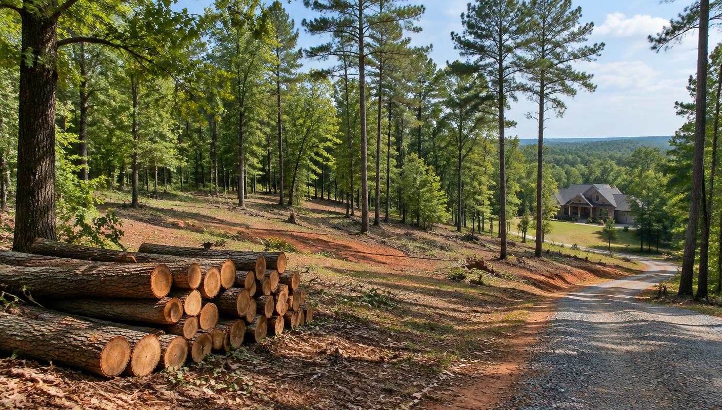 Tree care and stump work in a wooded Mint Hill, North Carolina residential yard